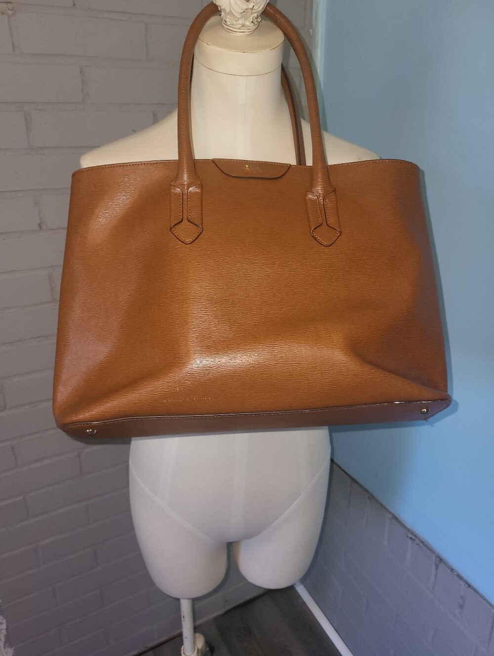 Ralph Lauren Classic Tan Leather Tote Bag - Women's Carryall